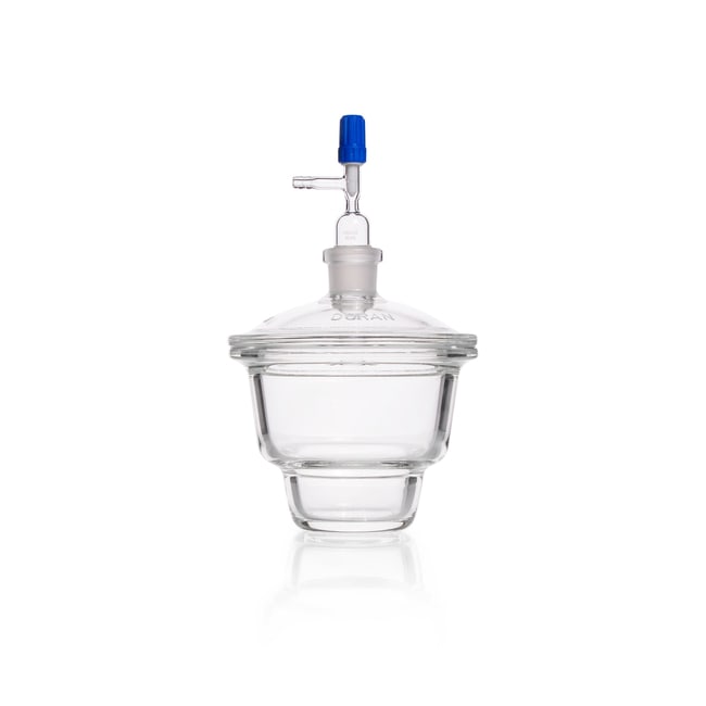 DWK Life Sciences DURAN Vacuum Desiccator, with NOVUS standard ground joint (24/29) junction tube in the lid, with stopcock, with flat flange