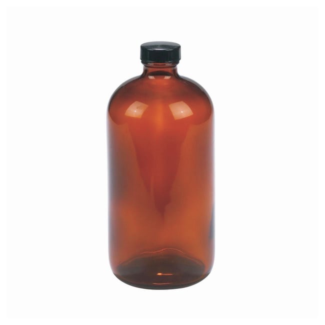 DWK Life Sciences Wheaton™ Safety-Coated Narrow-Mouth Amber Bottles with Foil-Lined Caps