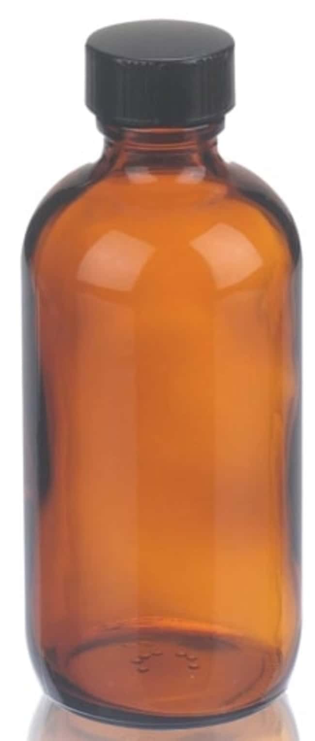 DWK Life Sciences Wheaton™ Safety-Coated Amber Narrow-Mouth Bottles with LDPE-Lined Caps