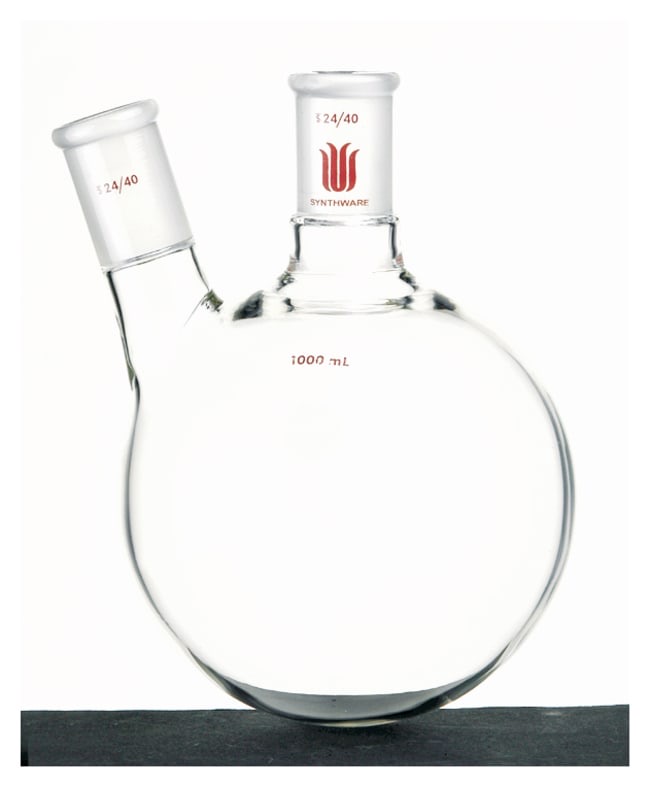 Synthware™ Two Neck Round Bottom Flask, Angled Side Neck