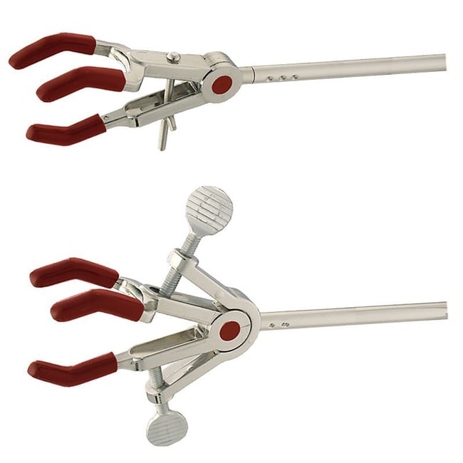 Chemglass Life Sciences Three-Prong Extension Clamp, Open Yoke, Medium, Dual Adjust
