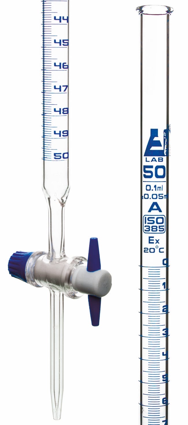 Eisco™ Class A Glass Burette with PTFE Key Stopcock