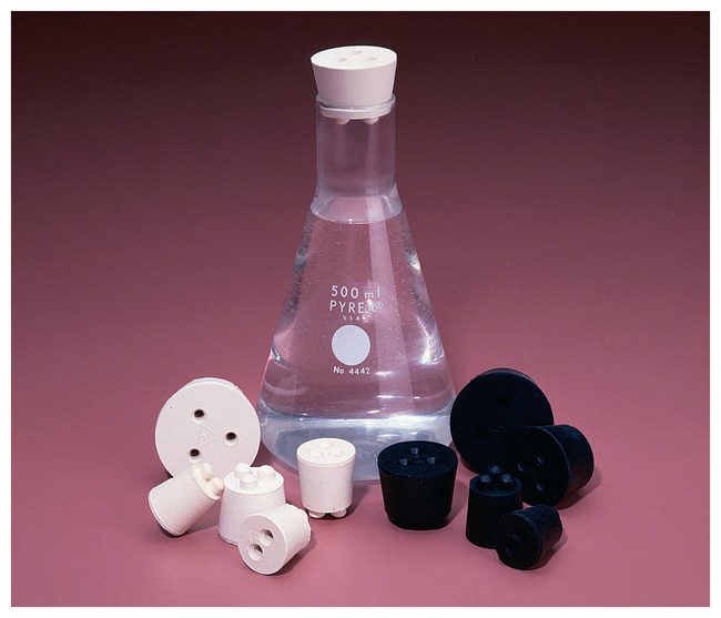 Fisherbrand™ Three-Hole Twistit™ Rubber Stoppers, No. 10