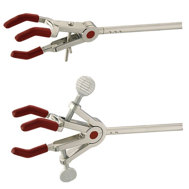 Chemglass Life Sciences Three-Prong Extension Clamp, Open Yoke, Medium, Dual Adjust