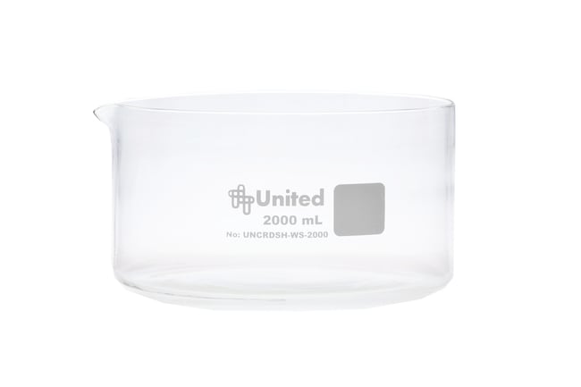 United Scientific™ CrystalClear™ Flat-Bottom Crystallizing Dish with Spout